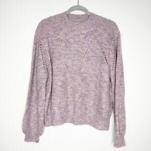 Tularosa Womens Sweater Chunky Knit Long Sleeve Crew Neck Purple Small